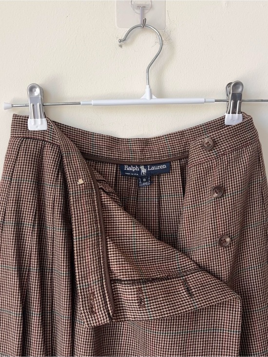 Ralph Lauren Blue Label Dresses & Skirts - Vintage Ralph Lauren Blue Label 100% Wool Houndstooth Skirt Sz 8 Pleated MiUSA